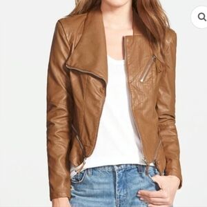 BlankNYC Faux Leather Tan Moto Jacket Women's Size M